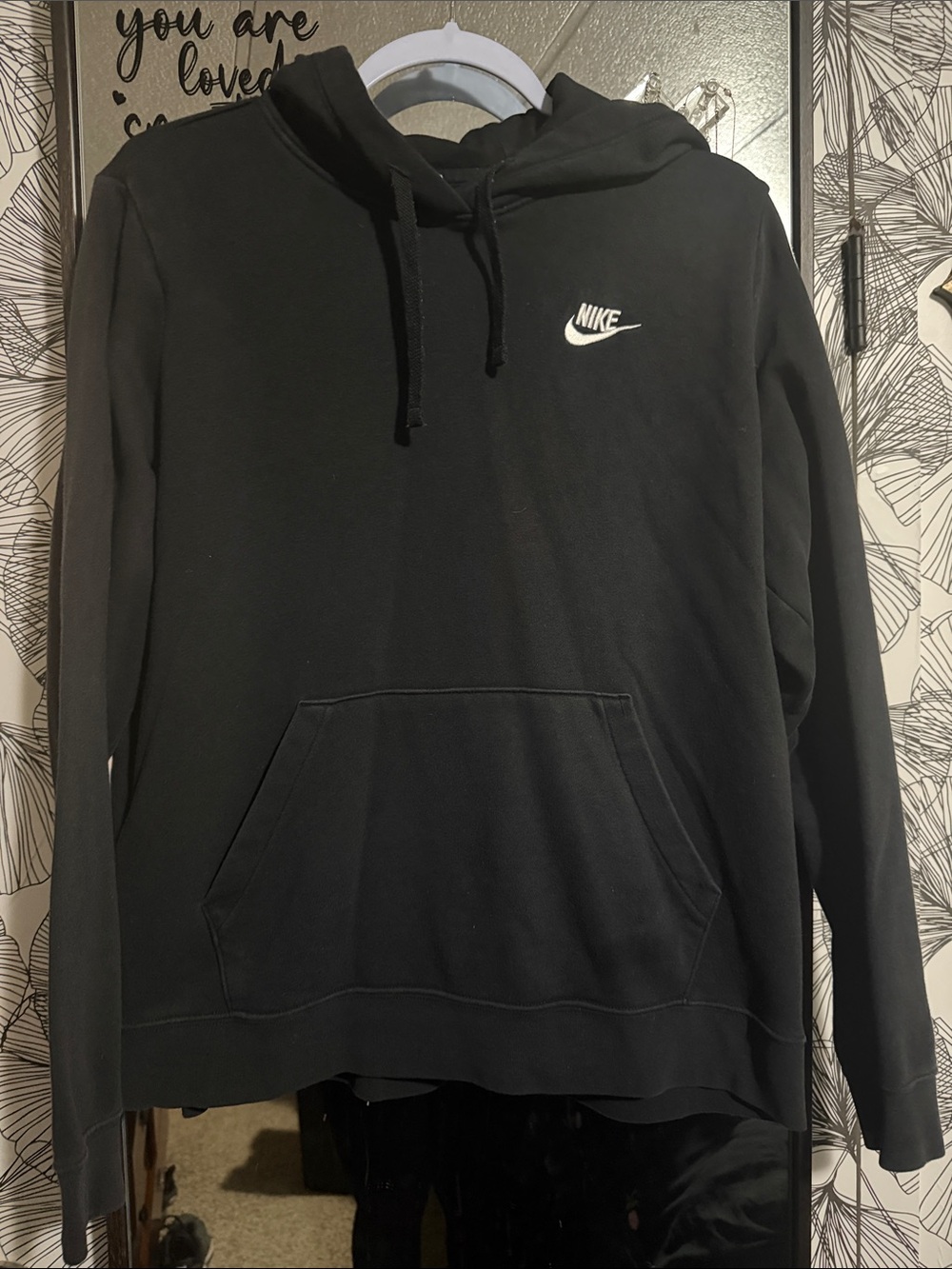 Nike Black Hoodie with White Swoosh